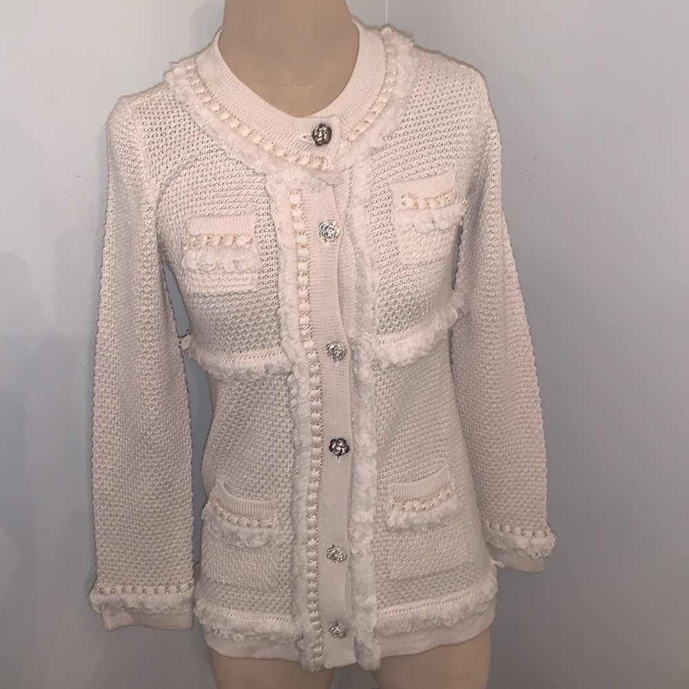 INC International Concepts Champagne Petite/Small Knit Cardigan Sweater …